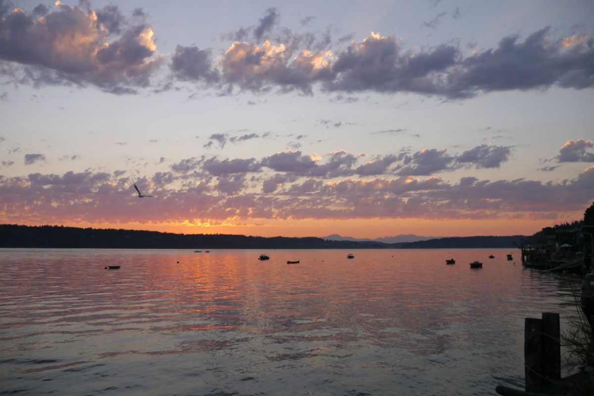 Sun set at Puget Sound, Washington.