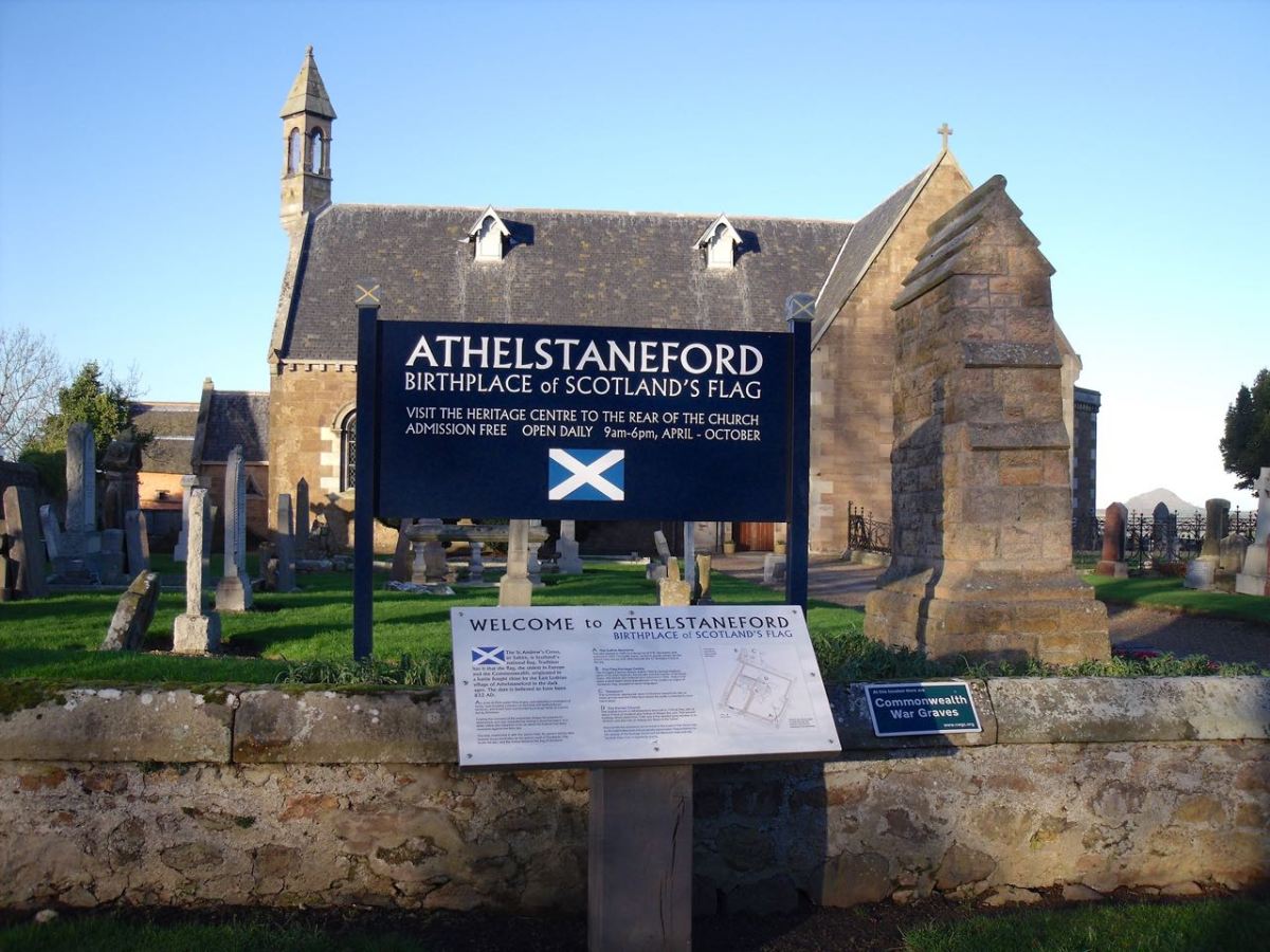 Athlestanford, home of the Saltire.
